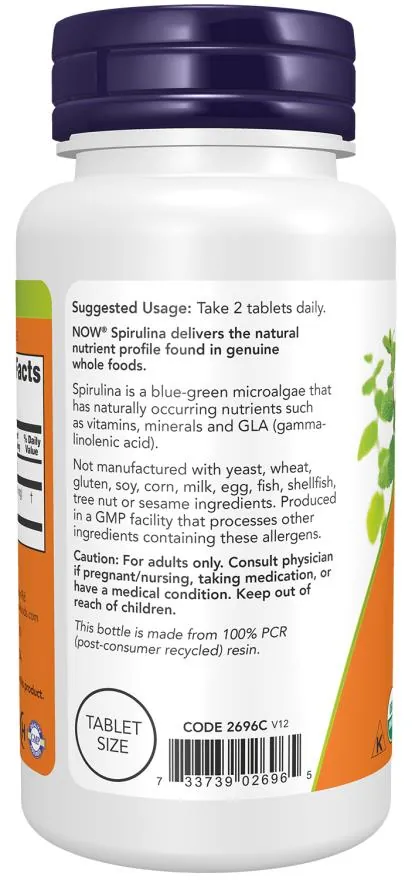 Спіруліна NOW Spirulina Organic 500 мг таблетки №100