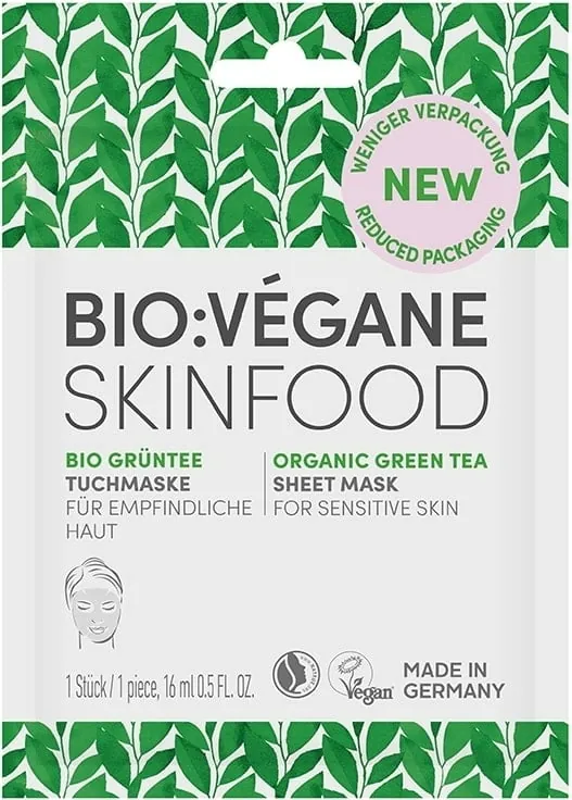Маска для обличчя Bio:Vegane Органічний зелений чай для чутливої шкіри, 16 мл