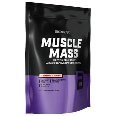 Гейнер Biotech Muscle Mass полуниця, 1 кг