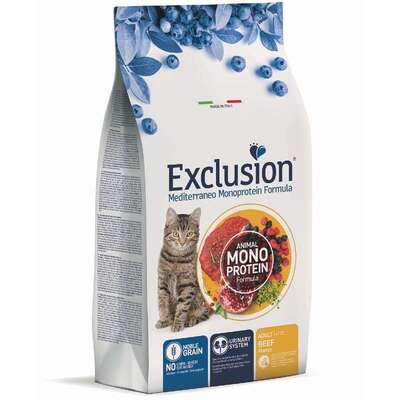 Корм сухой Exclusion Cat Adult Beef Монопротеиновый с говядиной для взрослых кошек всех пород от 12 месяцев, 1,5 кг