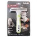 Гребінець-граблі AnimAll Groom двурядні для котів та собак, зелений