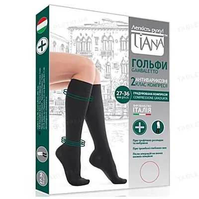 Гольфи компресійні Tiana 930 компресія 27-36 мм рт ст, колір чорний, розмір 6