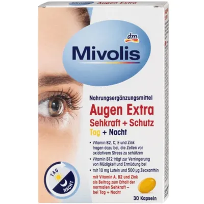 Вітамінний комплекс для зору + Захист Mivolis Augen Extra Sehkraft + Schutz, Tag + Nacht, 30 капсул