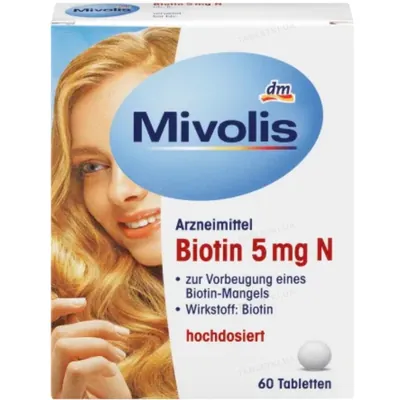 Біотин Mivolis Biotin 5 мг, 60 таблеток