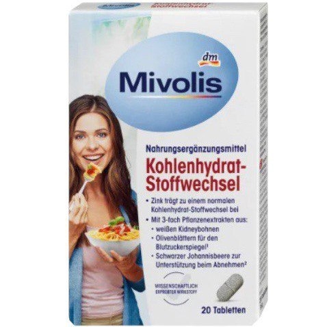 Блокаторы углеводов Mivolis Medizinprodukt Kohlenhydrat Blocker, 20 таблеток