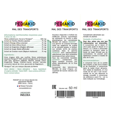 Педиакид PEDIAKID Mal des Transports от укачивания и тошноты сироп по 5 мл №10 в стиках