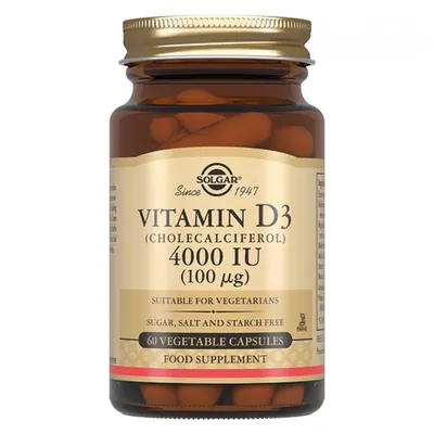 Вітамін Д3 Solgar Vitamin D3 (Cholecalciferol) 100 мкг (4000 МО) вег. капсули №60