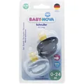 Пустушка латексна Baby-Nova 23500-2 кругла моно колір блакитна і синя 0-24 місяців, 2 шт