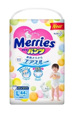 Підгузки-трусики Merries, розмір L, 9-14 кг, 44 шт