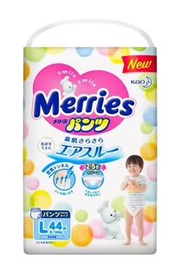Підгузки-трусики Merries, розмір L, 9-14 кг, 44 шт