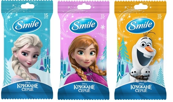 Салфетки влажные Smile Frozen mix, 15 шт