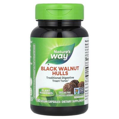 Скорлупа черного ореха Nature`s Way Black Walnut Hulls, 100 вегетерианских капсул