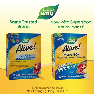 Мультивітаміни для чоловіків 50+ Nature's Way Alive! Men's 50+ Complete Multivitamin, 50 таблеток