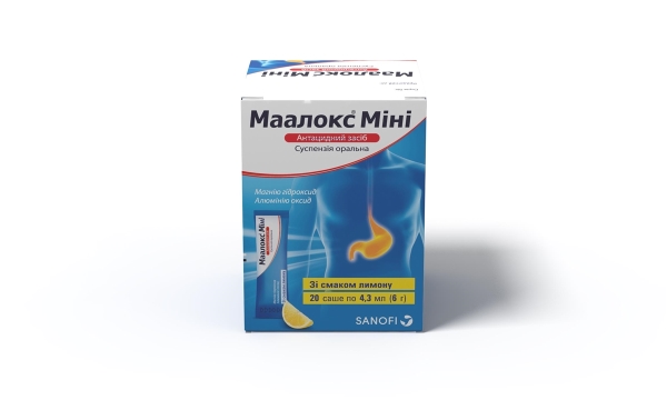 Маалокс мини суспензия ор. по 4.3 мл (6 г) №20 в саше