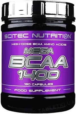 Амінокислота Scitec Nutrition Mega BCAA 1400, 180 капсул