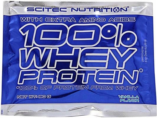Протеїн Scitec Nutrition 100% Whey Protein, ваніль, 30 г