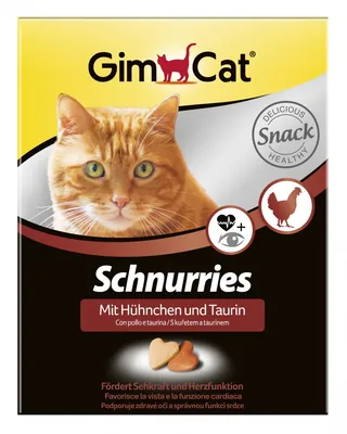 Вітаміни для кішок GimCat Schnurries з таурином в формі сердечка зі смаком курки, 650 таблеток