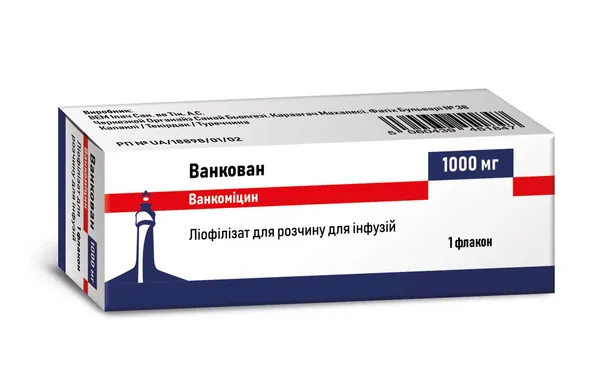Ванкован ліофілізат для р-ну д/інф. по 1000 мг №1 у флак.