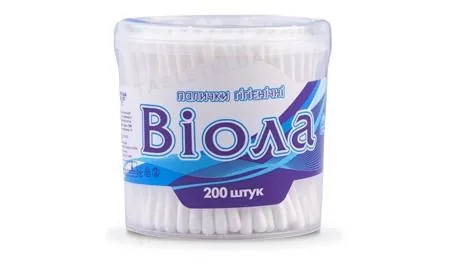 Ватні палички Віола у круглій банці, 200 штук