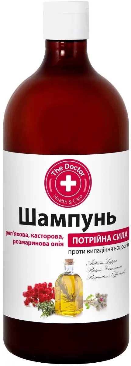 Шампунь The Doctor Потрійна сила реп'яхова, касторова, розмаринова олія, 1000 мл