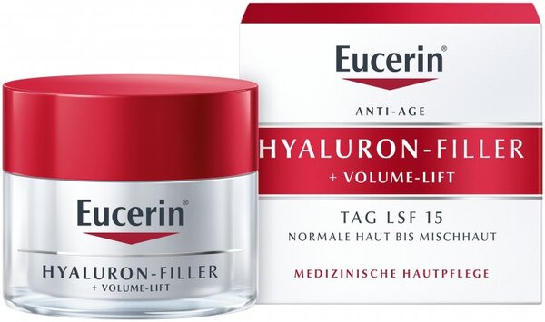 Крем для лица Eucerin Hyaluron-Filler+Volume-Lift SPF15 дневной для восстановления контура лица для нормальной и комбинированной кожи (89761), 50 мл