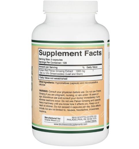 Корейський женьшень Панакс Double Wood Korean Panax Ginseng 1000 мг, 240 капсул