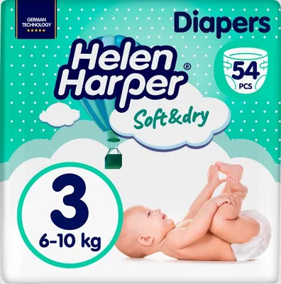 Підгузки Helen Harper Soft & Dry розмір 3 Midi, 6-10 кг, 54 шт