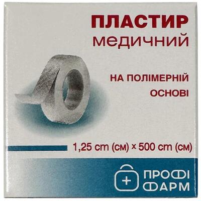 Пластырь медицинский Профи Фарм на полимерной основе 1,25 см х 500 см, 1 штука