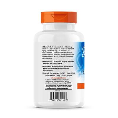 Коензим Q10 400 мг та біоперин Doctor's Best High Absorption CoQ10 with BioPerine, 180 вегетаріанських капсул