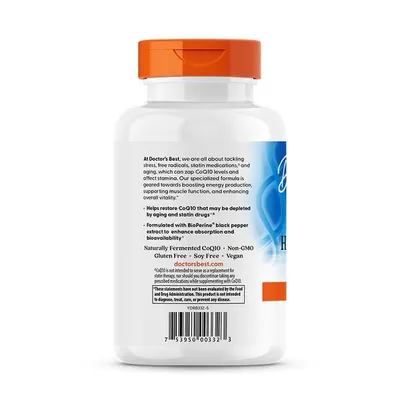Коензим Q10 400 мг та біоперин Doctor's Best High Absorption CoQ10 with BioPerine, 180 вегетаріанських капсул