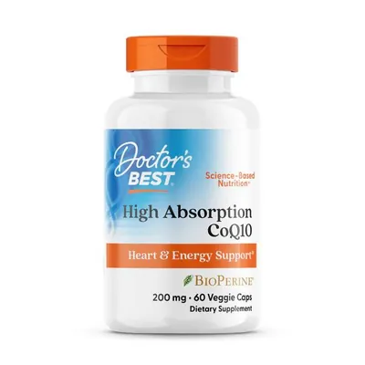 Коензим Q10 200 мг та біоперин Doctor's Best High Absorption CoQ10 with BioPerine, 60 вегетаріанських капсул
