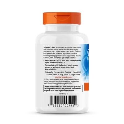 Коэнзим Q10 200 мг и биоперин Doctor's Best High Absorption CoQ10 with BioPerine, 60 вегетарианских мягких капсул