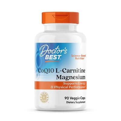 Коензим Q10, L-карнітин та магній Doctor's Best CoQ10 L-Carnitine Magnesium, 90 вегетаріанських капсул