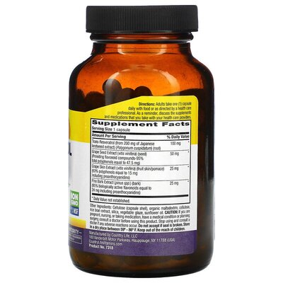 Ресвератрол плюс Country Life Resveratrol Plus, 120 капсул