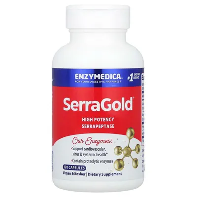 Серрапептаза для серця Enzymedica SerraGold високоефективна, 120 капсул