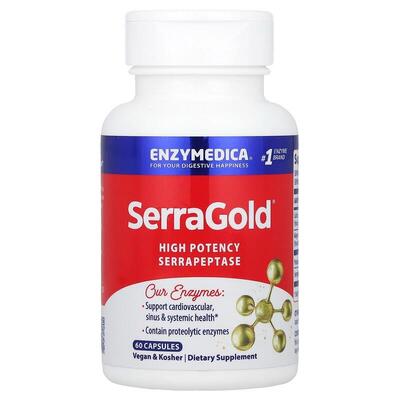 Серрапептаза для сердца Enzymedica SerraGold высокоэффективна, 60 капсул
