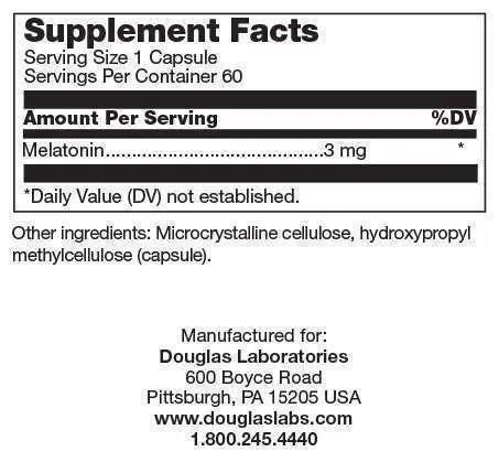 Мелатонин Douglas Laboratories Melatonin 3 мг, 60 капсул