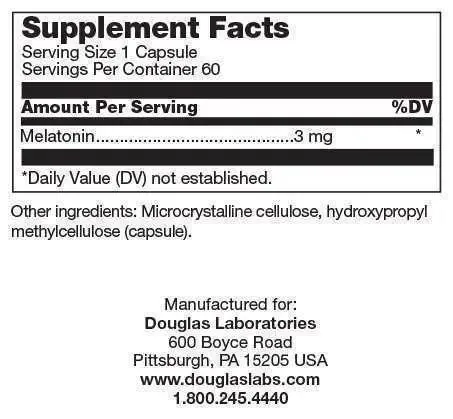 Мелатонін Douglas Laboratories Melatonin 3 мг, 60 капсул