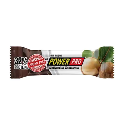 Батончик протеїновий Power Pro 32% sugar free макадамія без цукру, 60 г