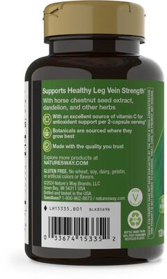 Поддержка при варикозе ног Nature's Way Leg Veins, 120 веганских капсул