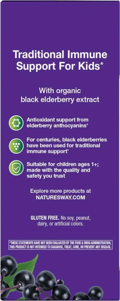 Сироп чорна бузина для дітей Nature's Way Organic Sambucus Immune Syrup For Kids, 120 мл