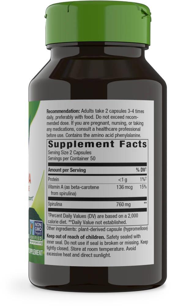 Спирулина Nature's Way Spirulina микроводости, 100 веганских капсул