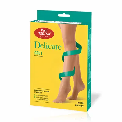 Панчохи компресійні Pani Teresa Premium Delicate CCL PT0432, клас компресії 1, закритий носок, довгі, колір бежевий, розмір M