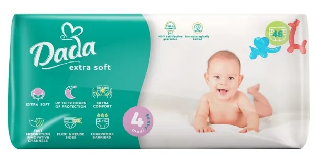 Підгузки Dada Extra Soft Maxi дитячі, розмір 4, 7-18 кг, 46 шт