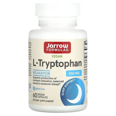 Амінокислота Jarrow Formulas L-Tryptophan 500 мг, 60 капсул