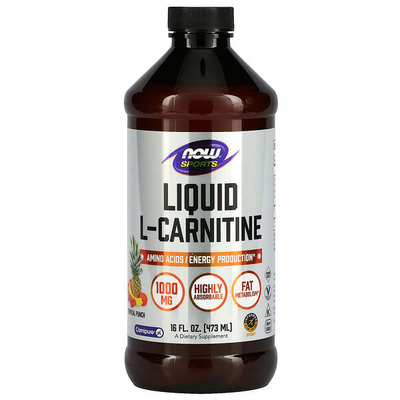 Аминокислота L-Карнитин NOW L-Carnitine Liquid 1000 мг tropical punch, 473 мл