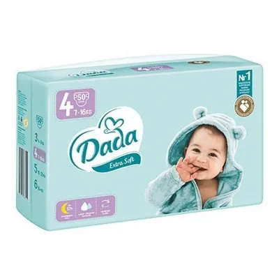 Підгузки Dada Extra Soft дитячі, розмір 4, 7-16 кг, 50 шт