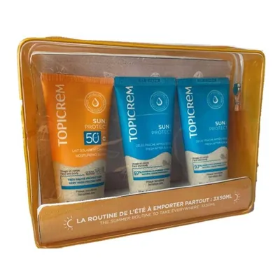 Набір Topicrem Sun Protect Молочко SPF50 50 мл + Гель після засмаги 50 мл + Гель для душу 50 мл