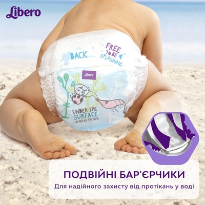 Подгузники-трусики Libero Swimpants размер Medium, 10-16 кг, для плавания, 12 шт