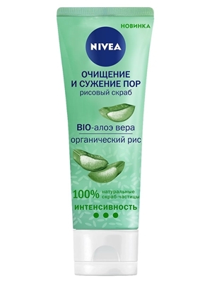 Скраб для обличчя Nivea Очищення і звуження пор рисовий матуючий з біо-алое вера для комбінованої шкіри, 75 мл